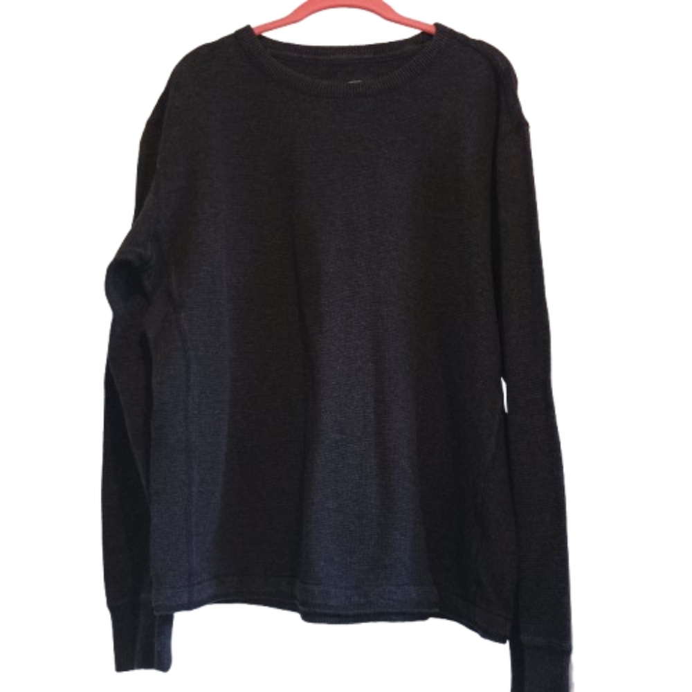 Eddie Bauer Sport Shop Men’s Large Thermal Knit Crewneck Dark Gray‎ Cotton